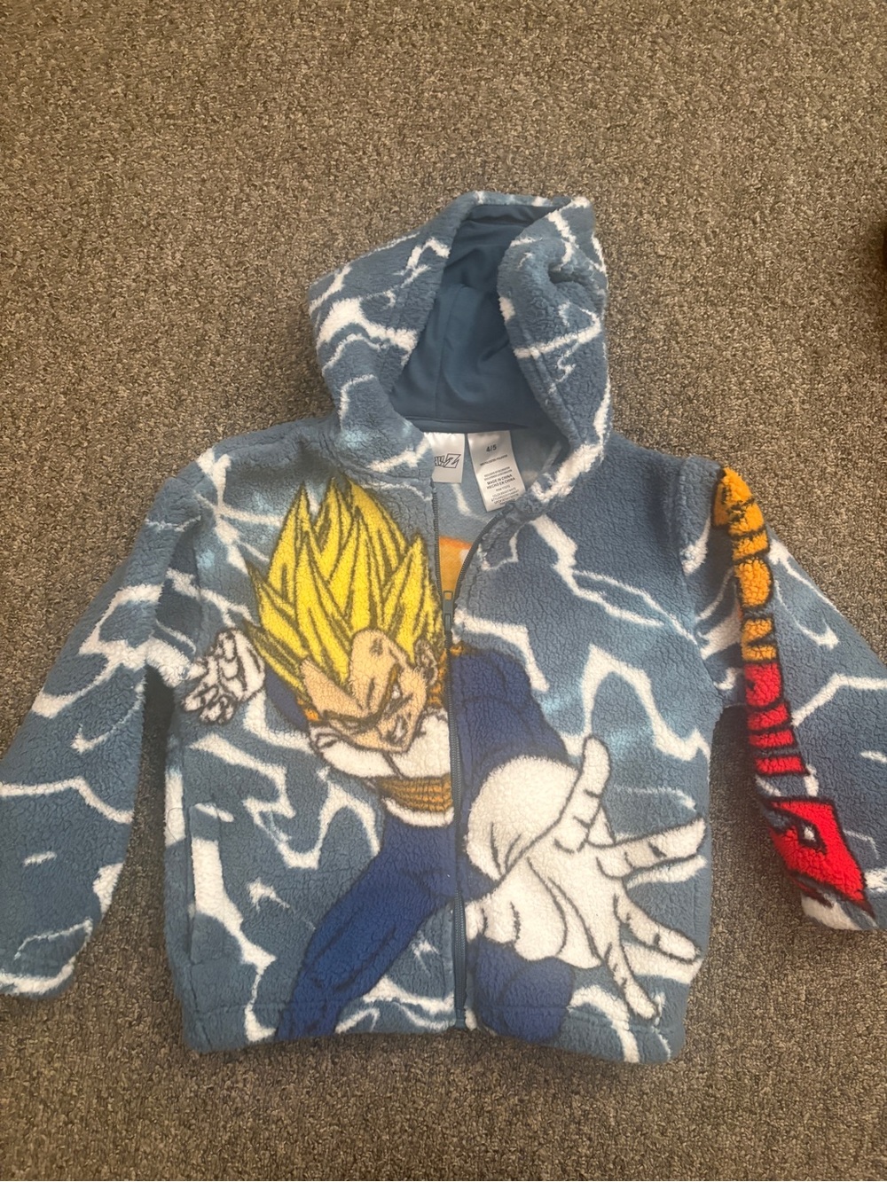 Blue Kids Hooded Pullover with Orange Star Ball Graphic